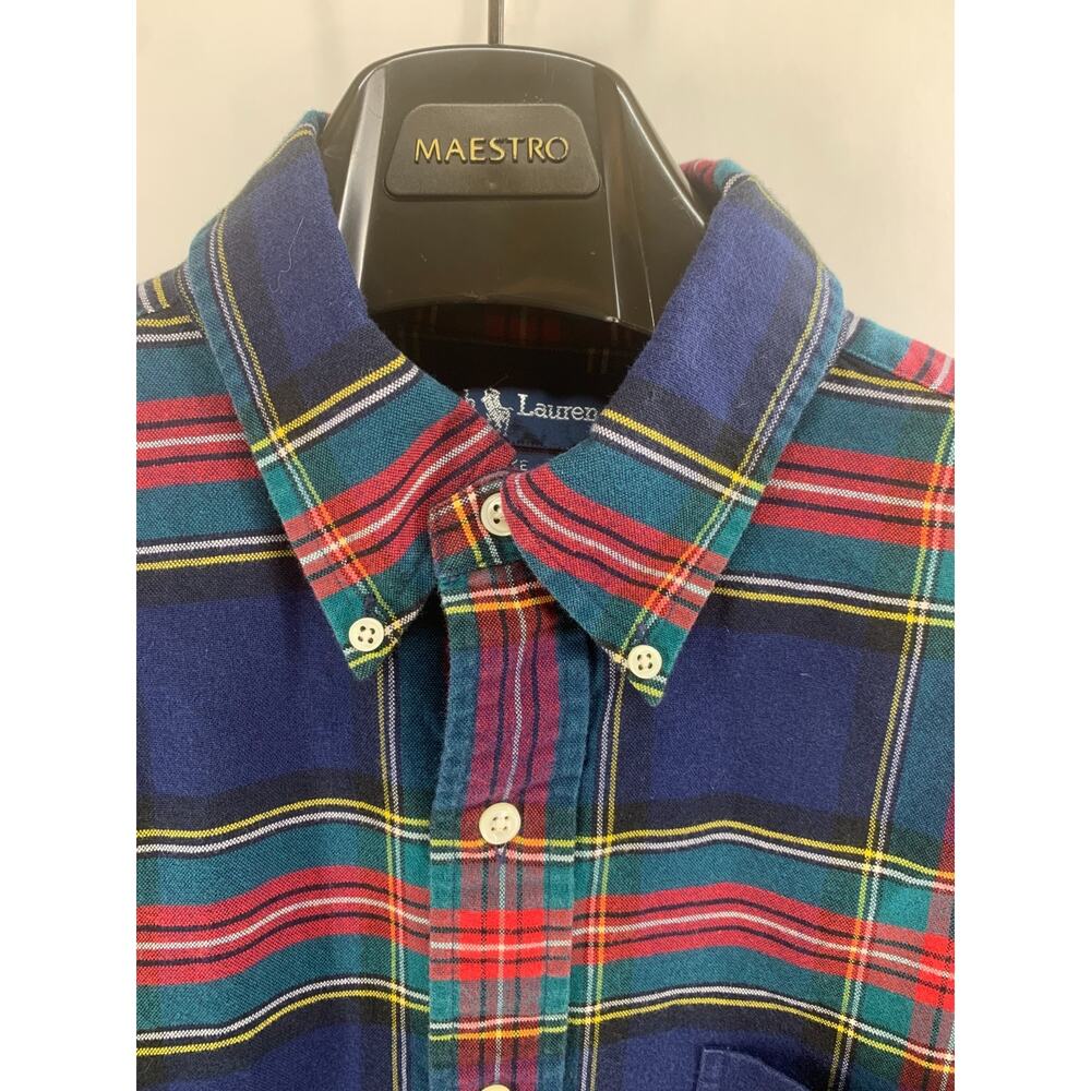 VTG Ralph Lauren Blake Terrier Dog Mens Large Button Down Shirt Tartan Plaid - Picture 3 of 7
